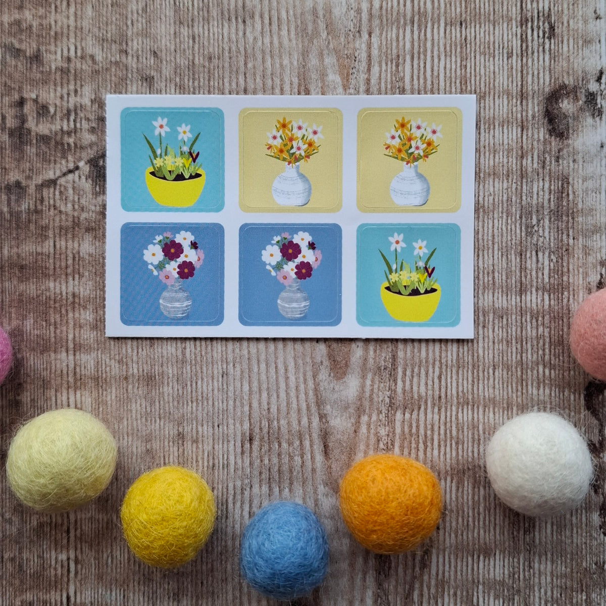 Spring Vases and Planters Envelope Stickers - Set of 6