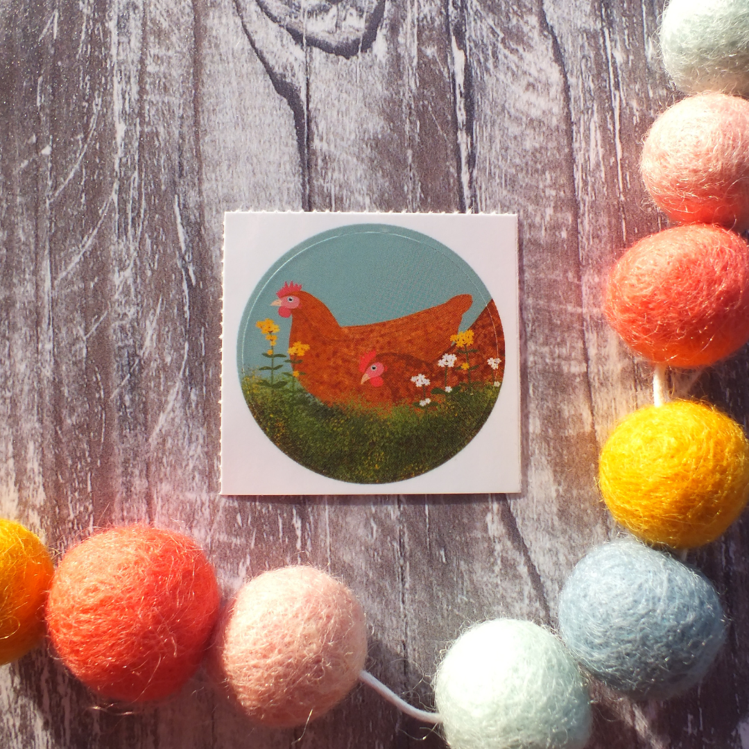 Chickens 38mm Vinyl Sticker