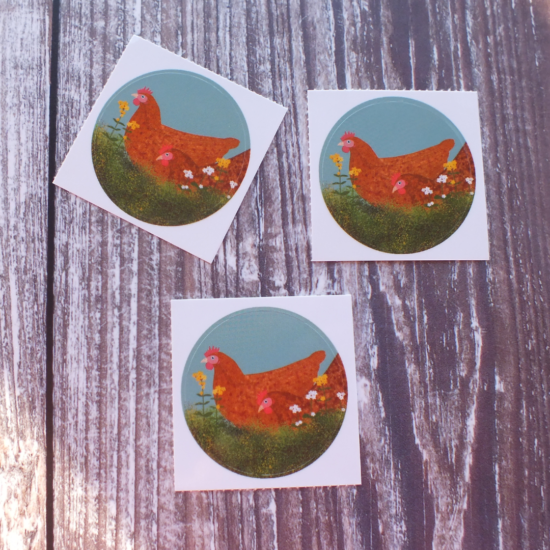 Chickens 38mm Vinyl Sticker