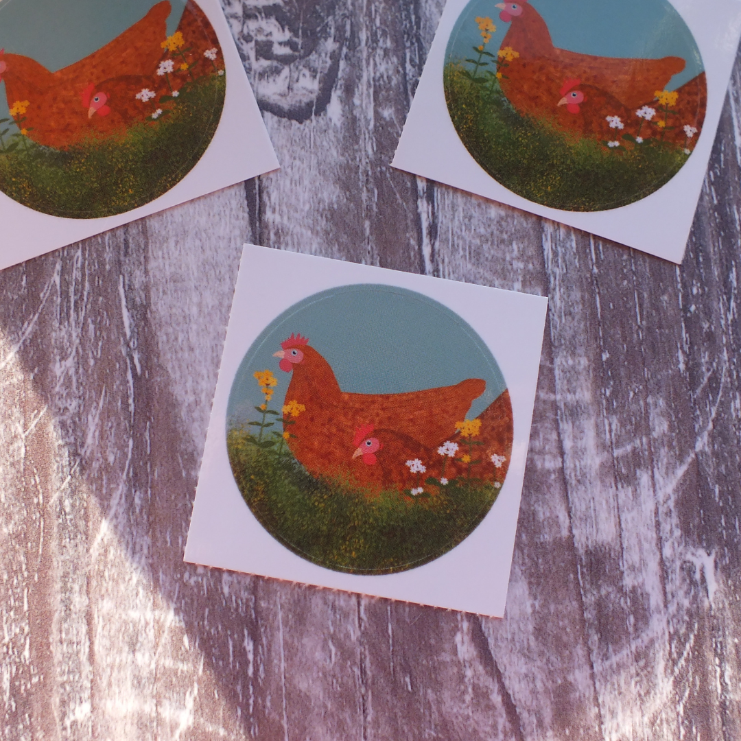 Chickens 38mm Vinyl Sticker