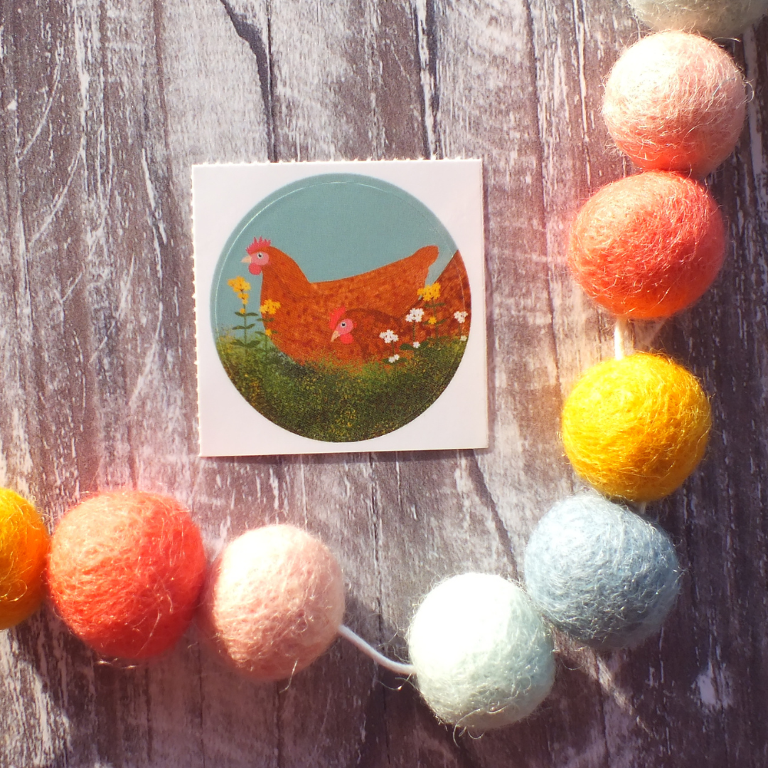 Chickens 38mm Vinyl Sticker