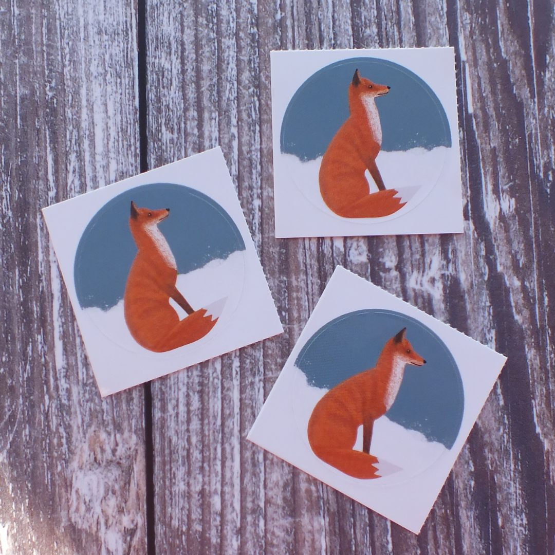 Fox in the Snow 38mm Vinyl Sticker