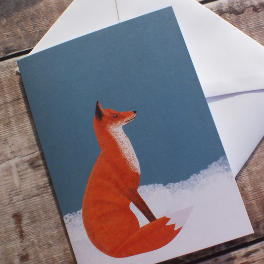 Fox in the snow Christmas Card (larger fox)