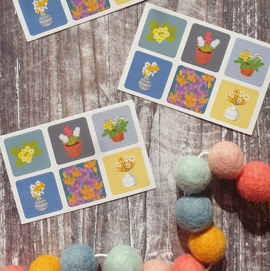 Spring Blooms Envelope Stickers - Set of 6