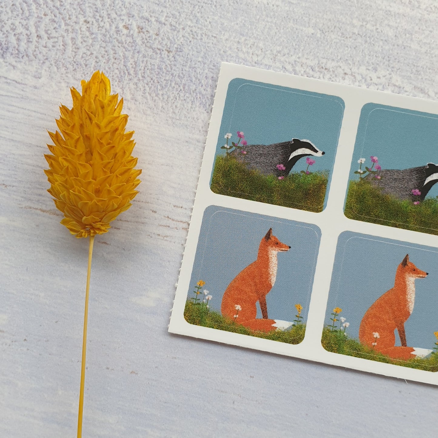 Fox and Badger Envelope Stickers - Set of 6