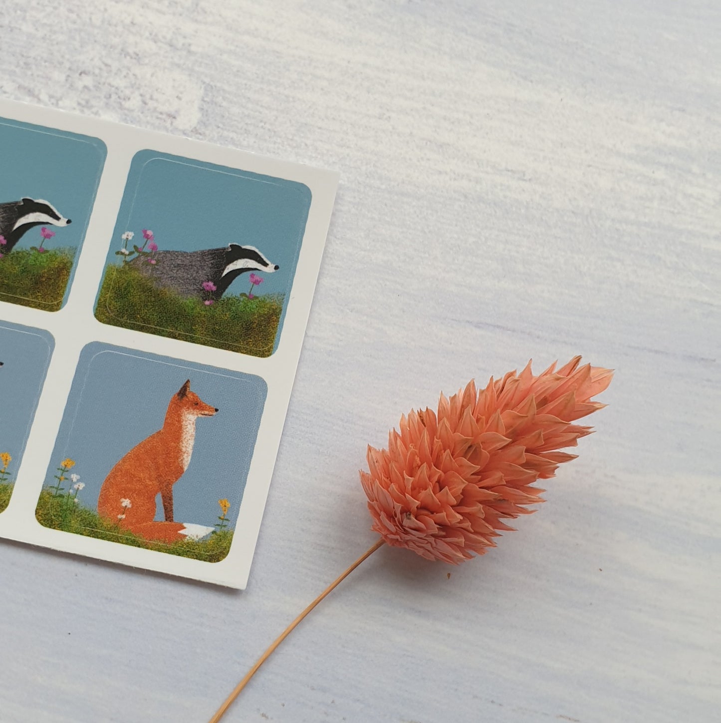 Fox and Badger Envelope Stickers - Set of 6
