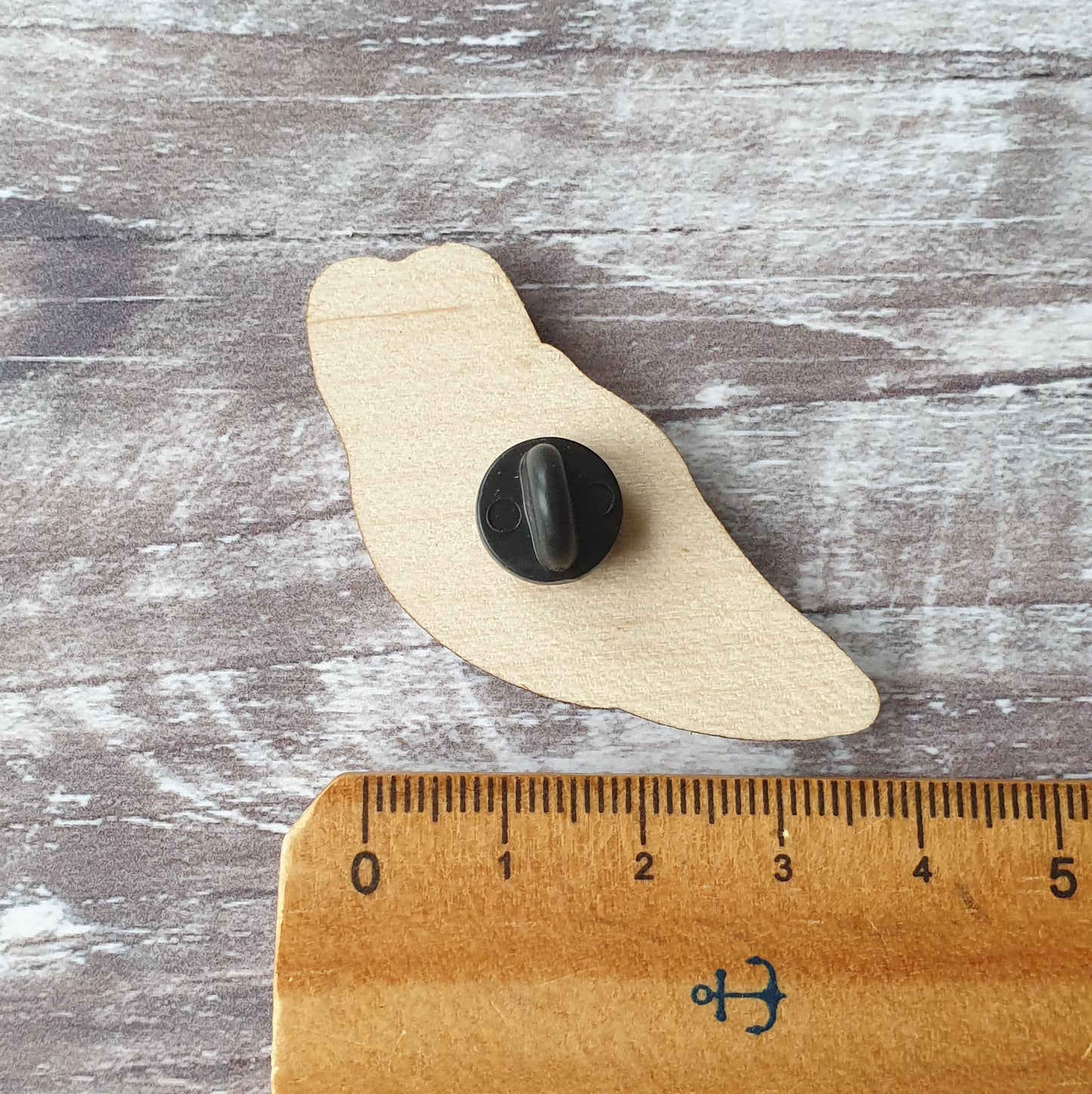 Barn Owl Wooden Lapel Pin Brooch