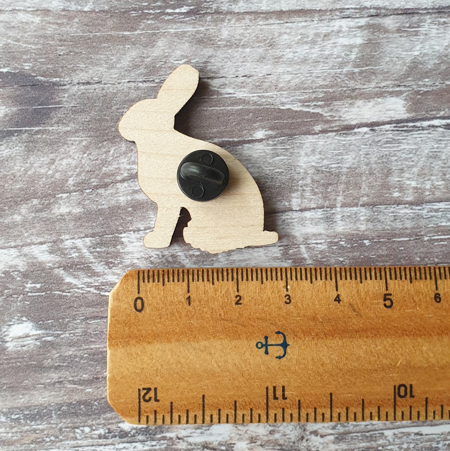 Hare Wooden Lapel Pin Brooch