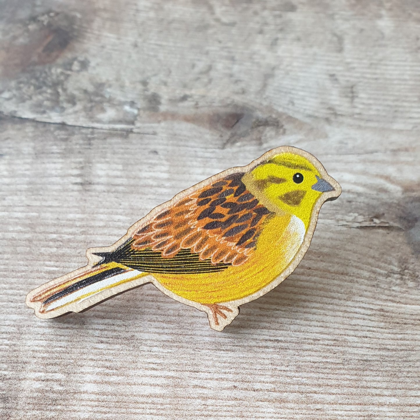 Yellowhammer Wooden Lapel Pin Brooch