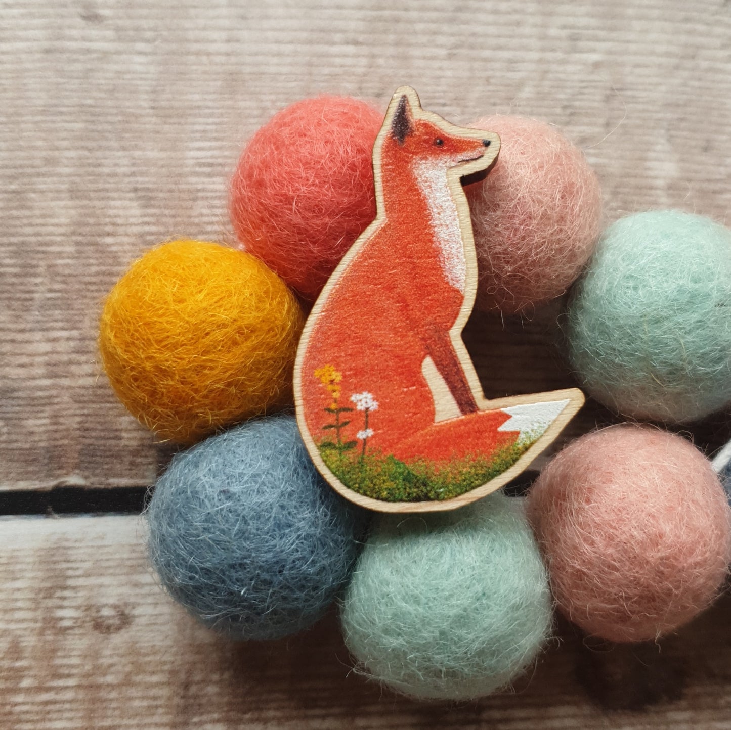 Fox Wooden Lapel Pin Brooch