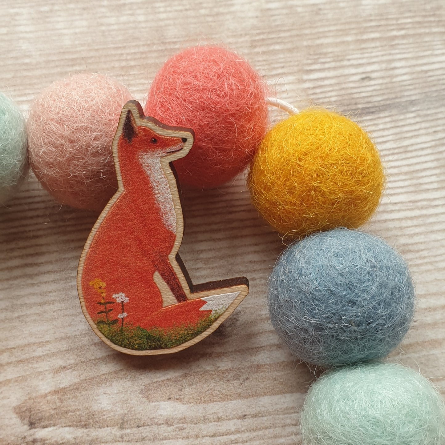 Fox Wooden Lapel Pin Brooch