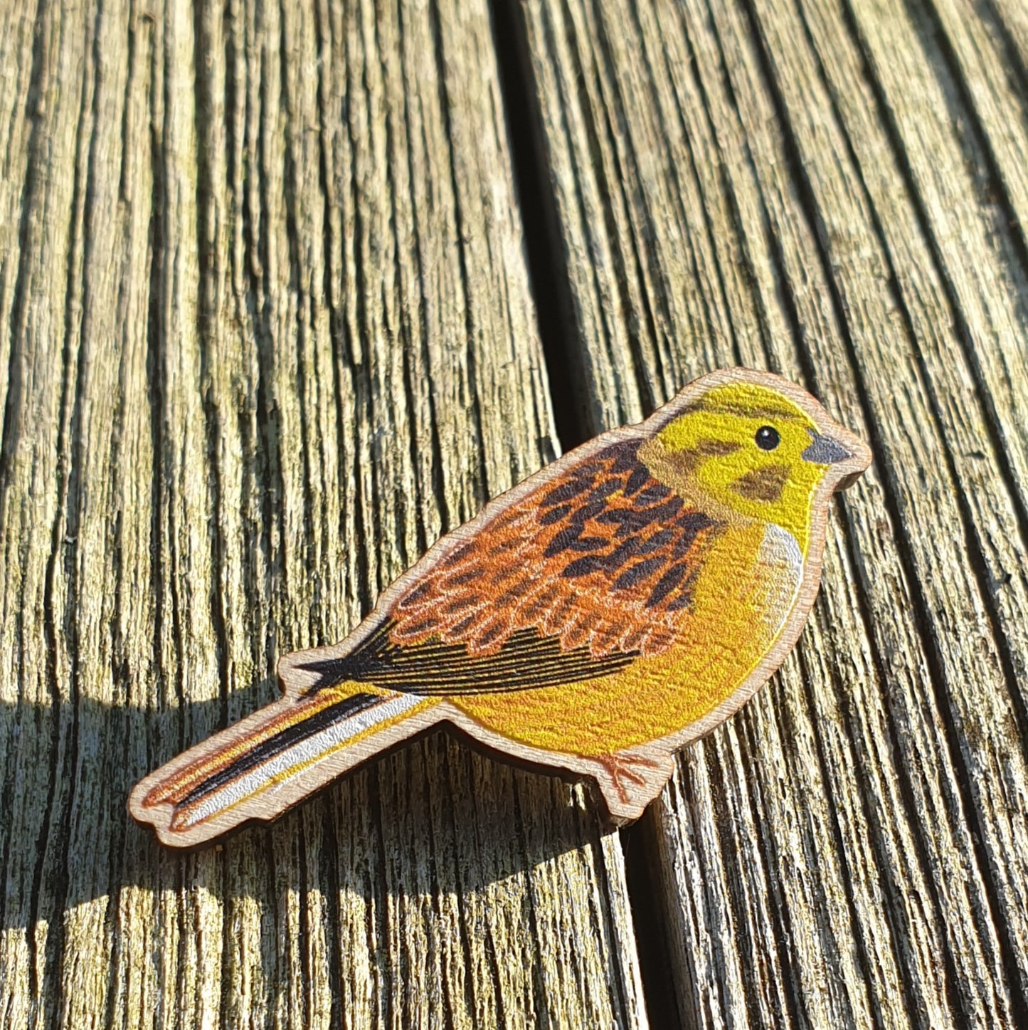 Yellowhammer Wooden Lapel Pin Brooch