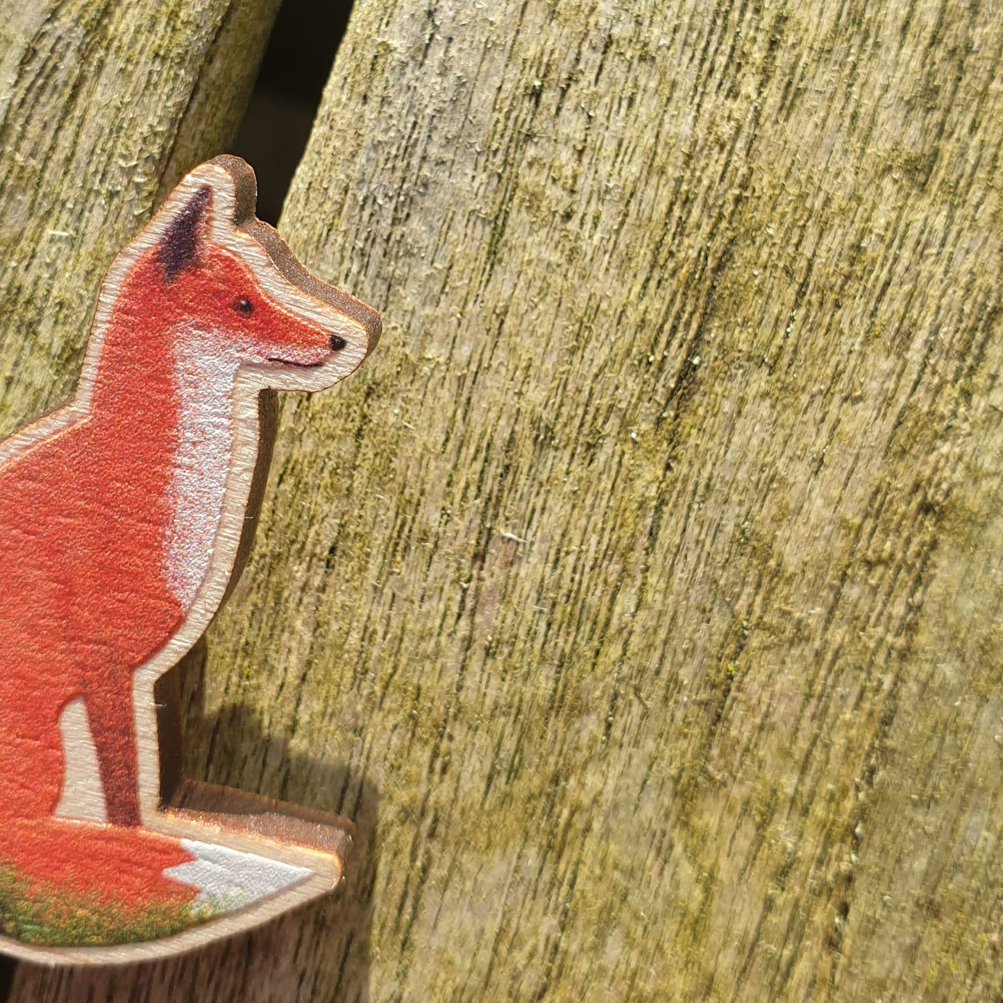 Fox Wooden Lapel Pin Brooch