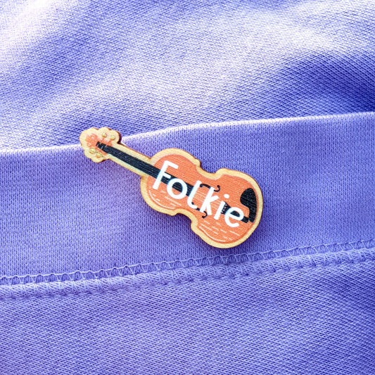 Folkie Wooden Pin Brooch