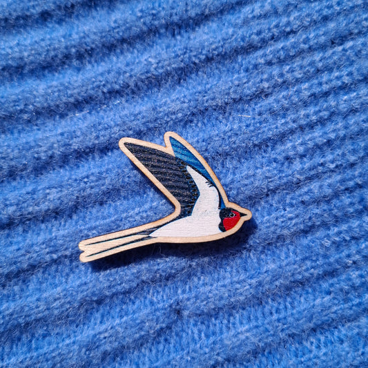 Swallow Wooden Brooch Pin