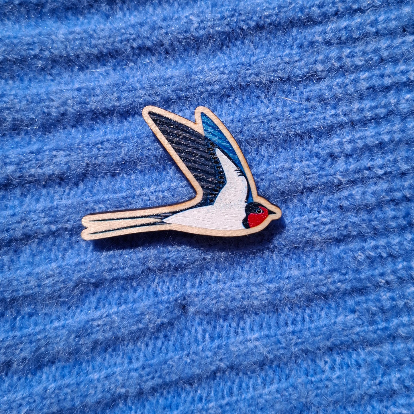 Swallow Wooden Brooch Pin