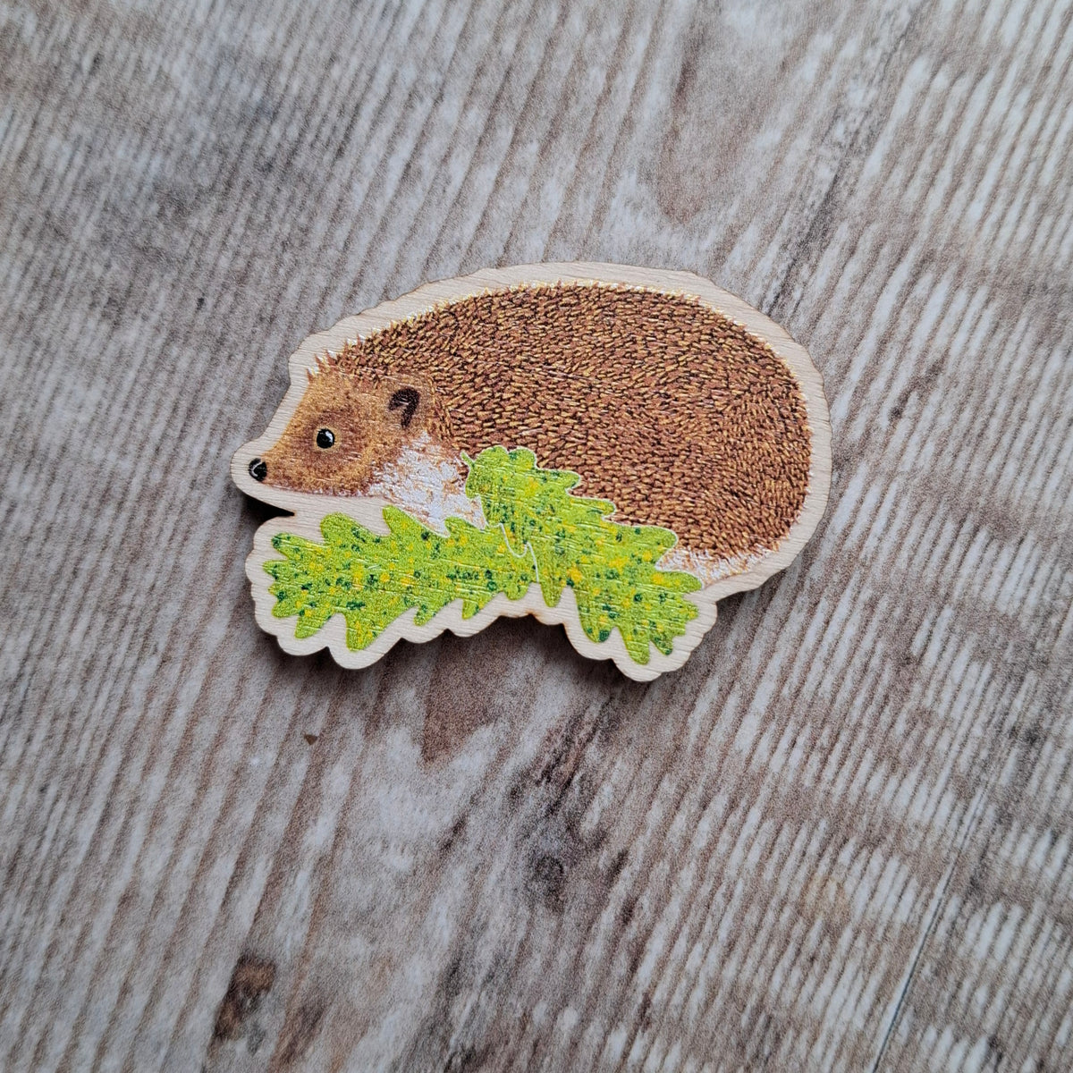 Hedgehog (new design) Wooden Brooch Pin