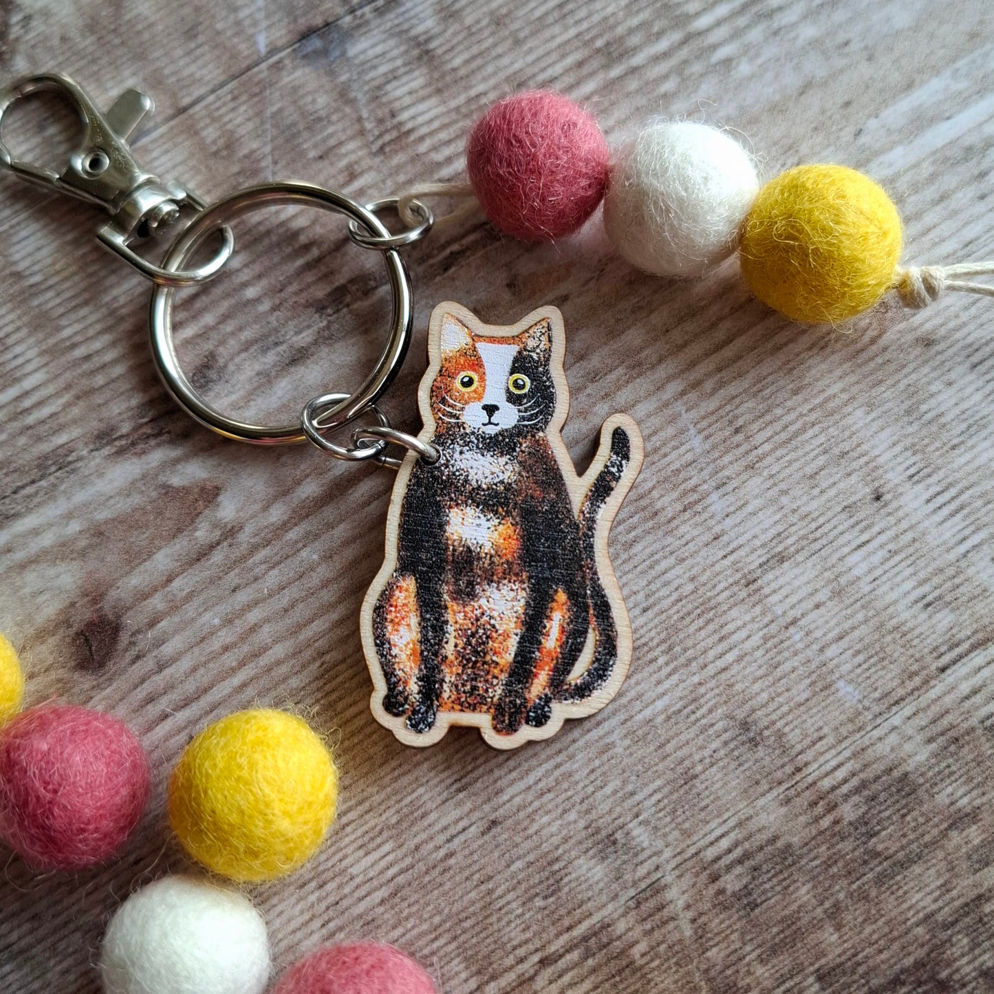 Calico Cat Bag Charm Keyring