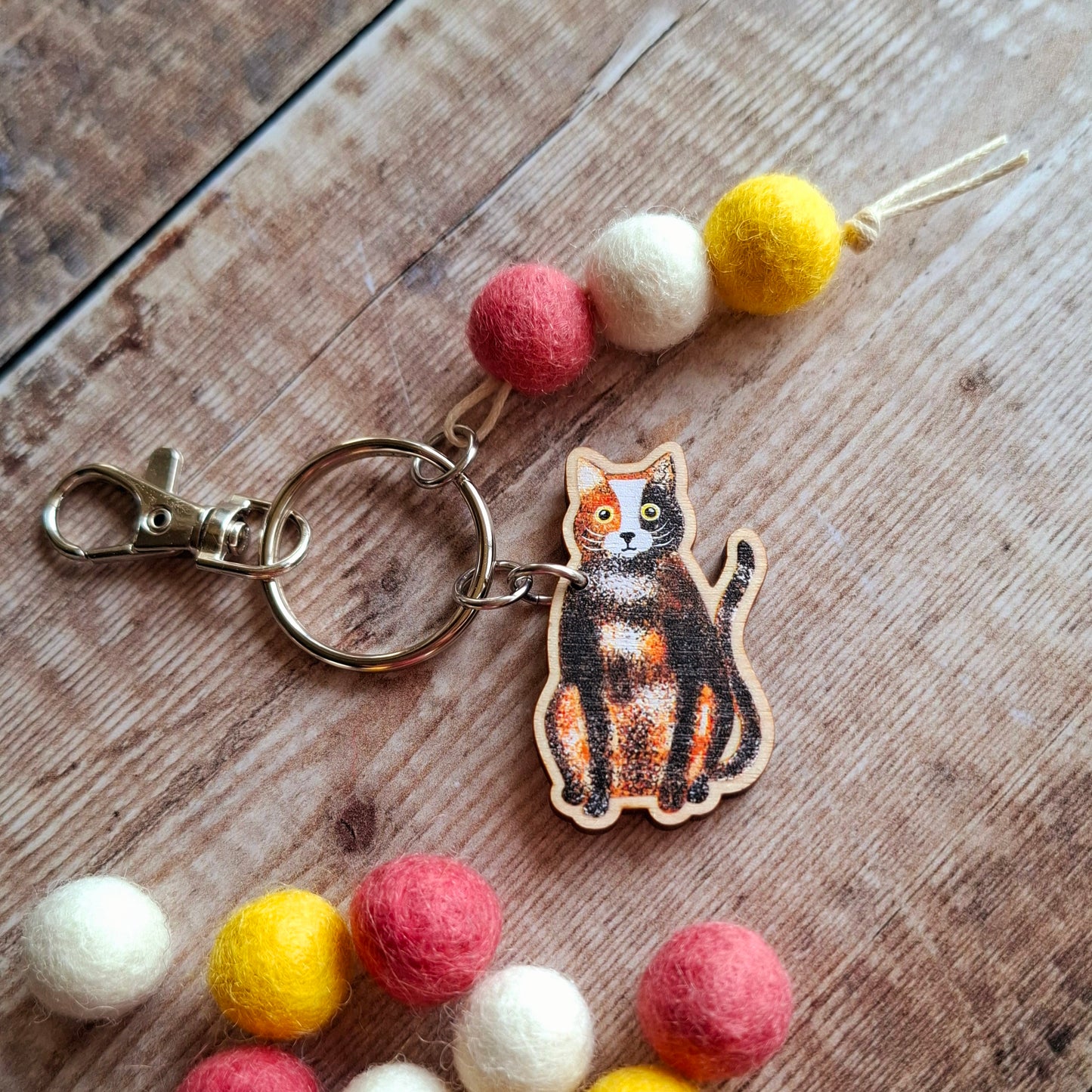 Calico Cat Bag Charm Keyring