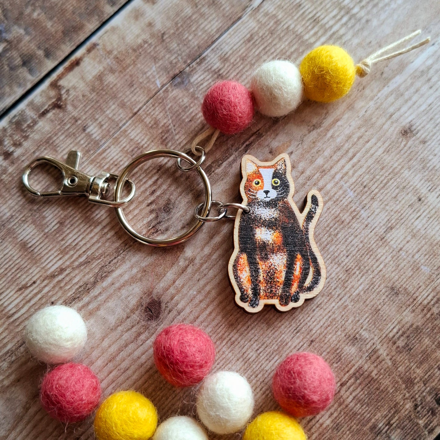 Calico Cat Bag Charm Keyring