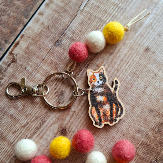 Calico Cat Bag Charm Keyring