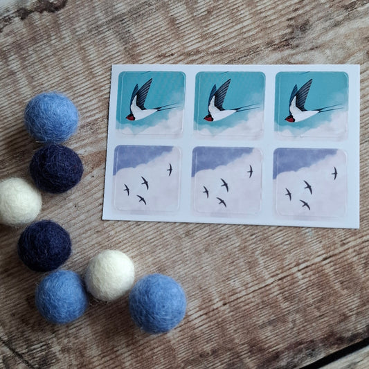 Swifts and Swallows Envelope Stickers - Set of 6