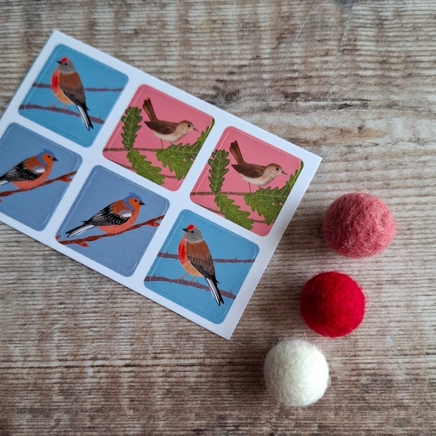 Linnet, Chaffinch and Nightingale Envelope Stickers - Set of 6