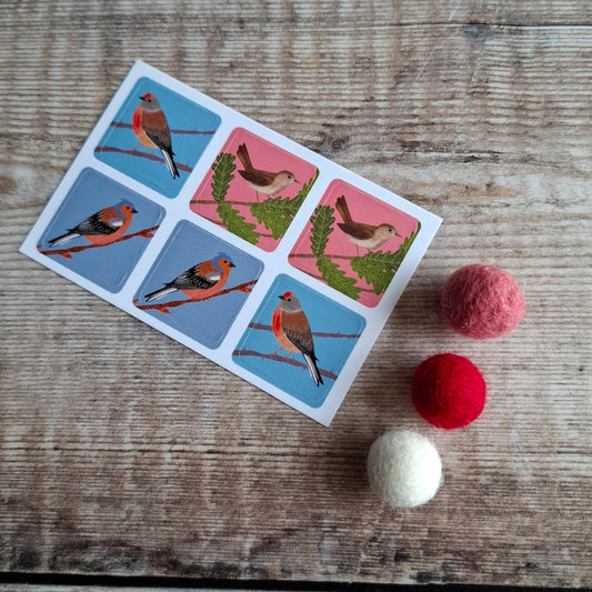 Linnet, Chaffinch and Nightingale Envelope Stickers - Set of 6