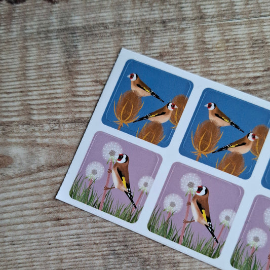 Goldfinches Envelope Stickers - Set of 6