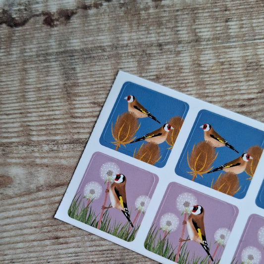 Goldfinches Envelope Stickers - Set of 6