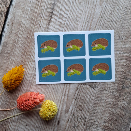 Hedgehog (new design) Envelope Stickers - Set of 6