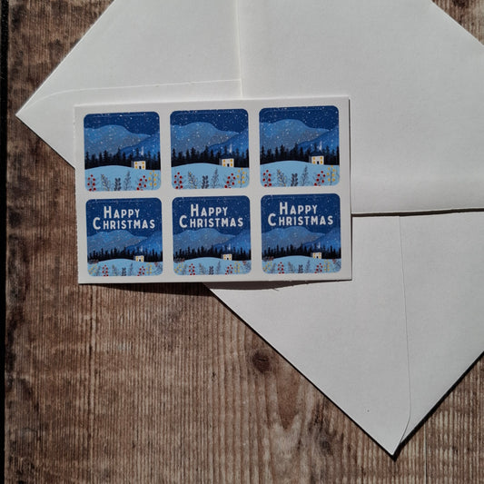 Christmas Cottage Envelope Stickers - Set of 6