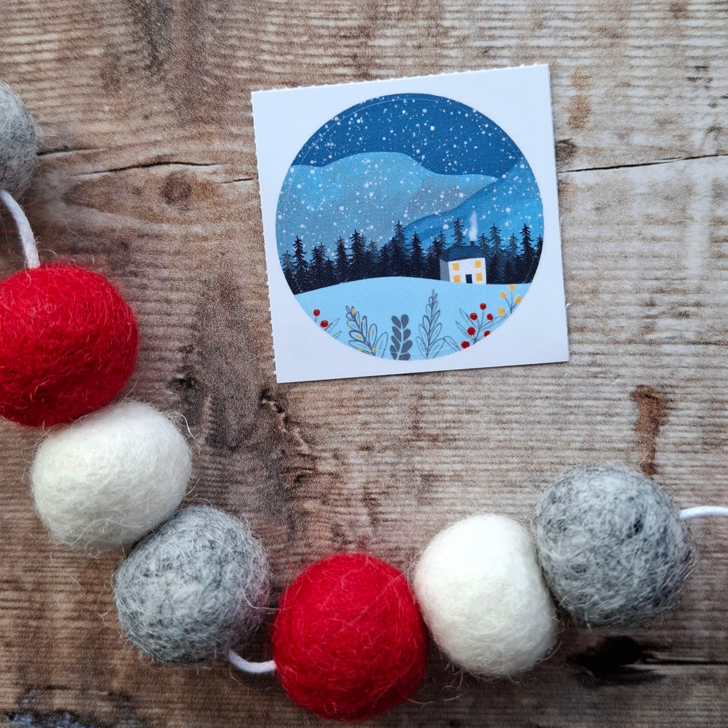 Christmas Cottage 38mm Vinyl Sticker