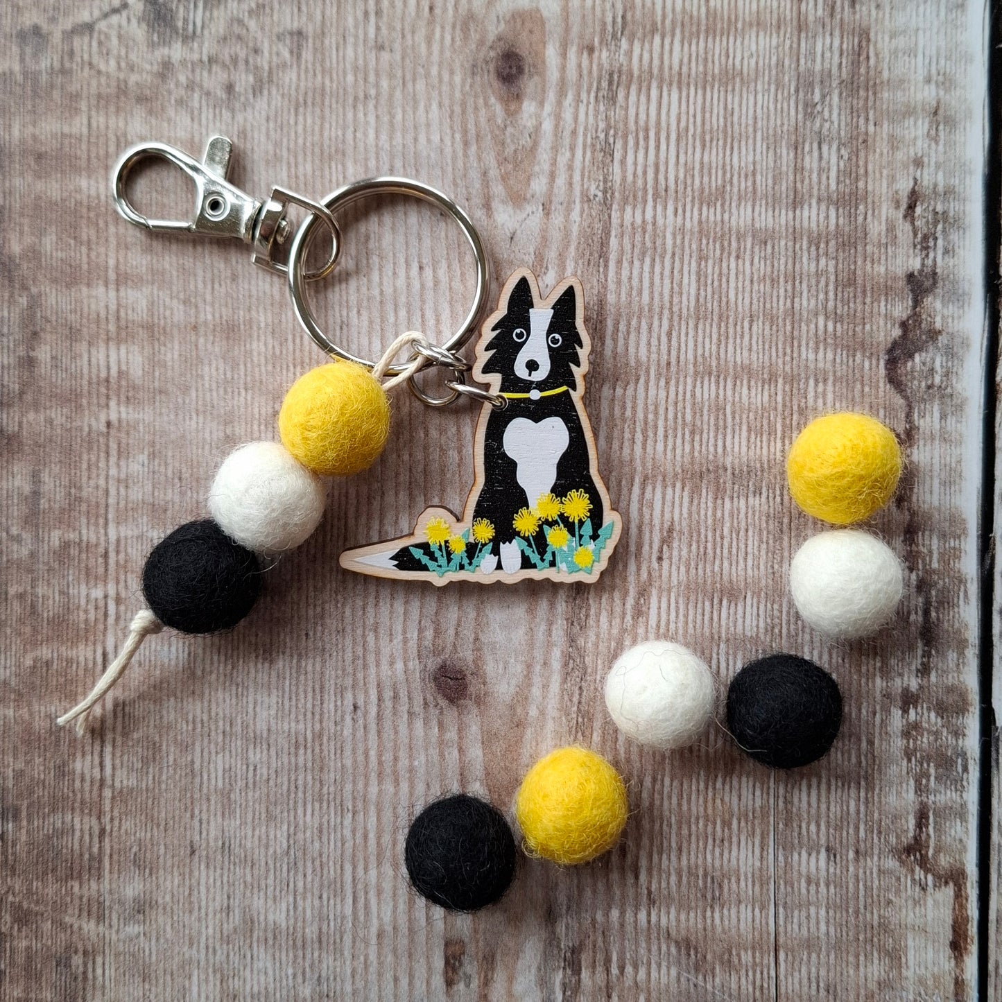 Collie Dog Bag Charm Keyring