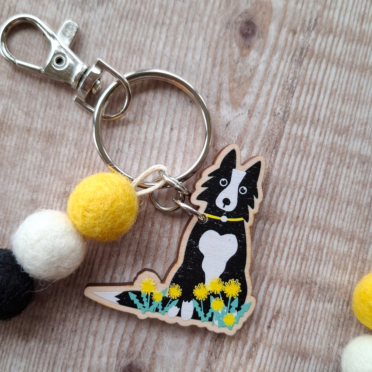 Collie Dog Bag Charm Keyring