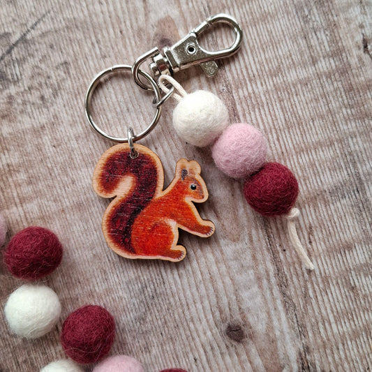 Red Squirrel Bag Charm Keyring
