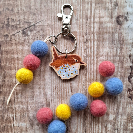Wren Bag Charm Keyring