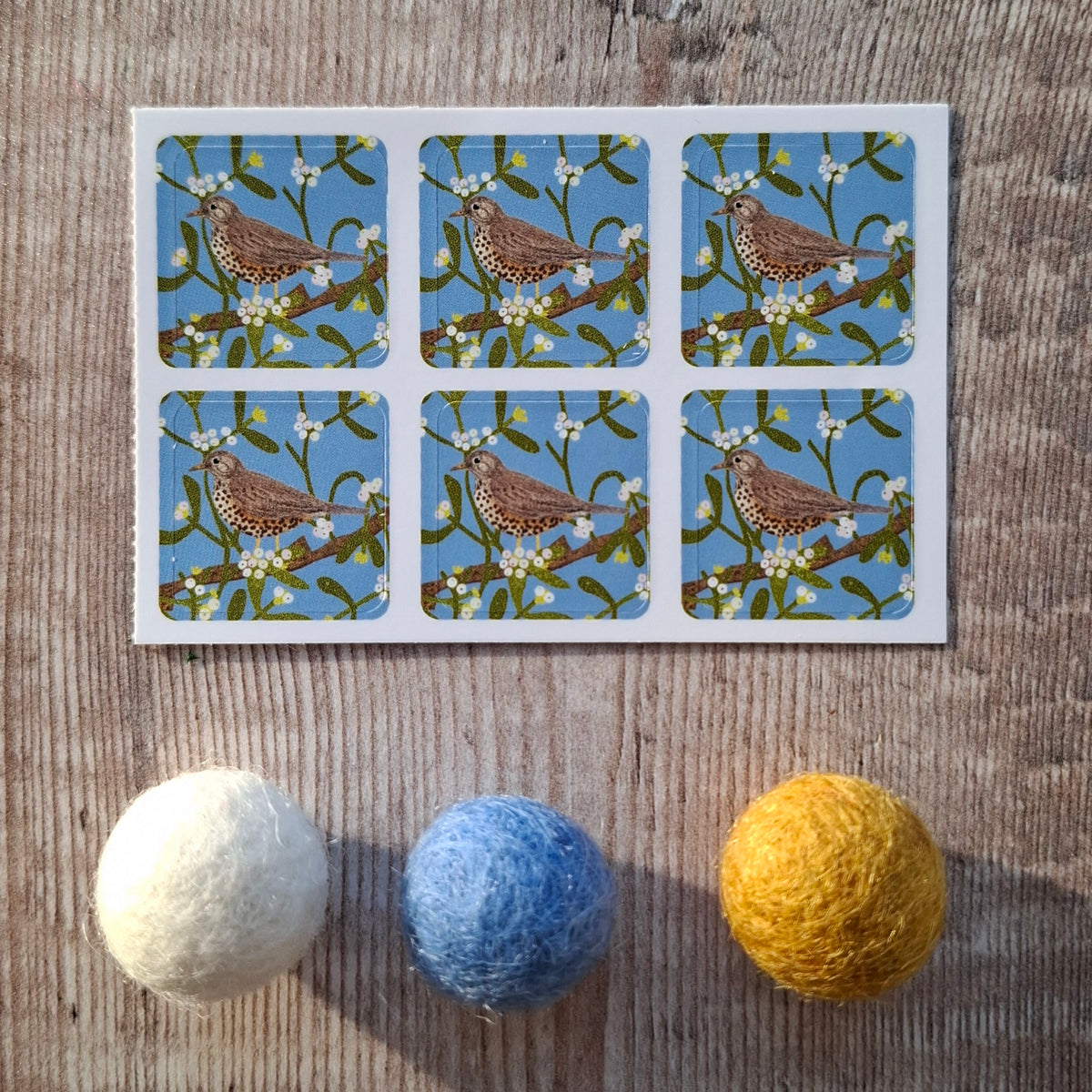 Mistle Thrush Envelope Stickers - Set of 6