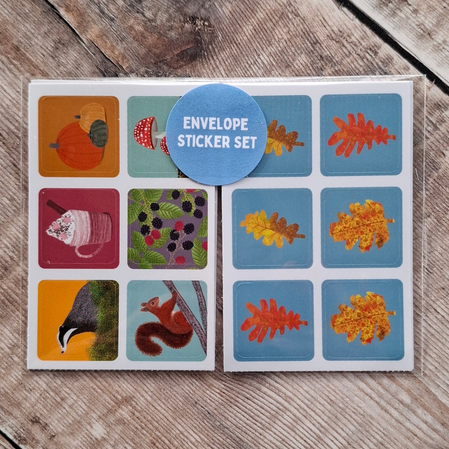 Autumn Envelope Sticker Set - 24 stickers