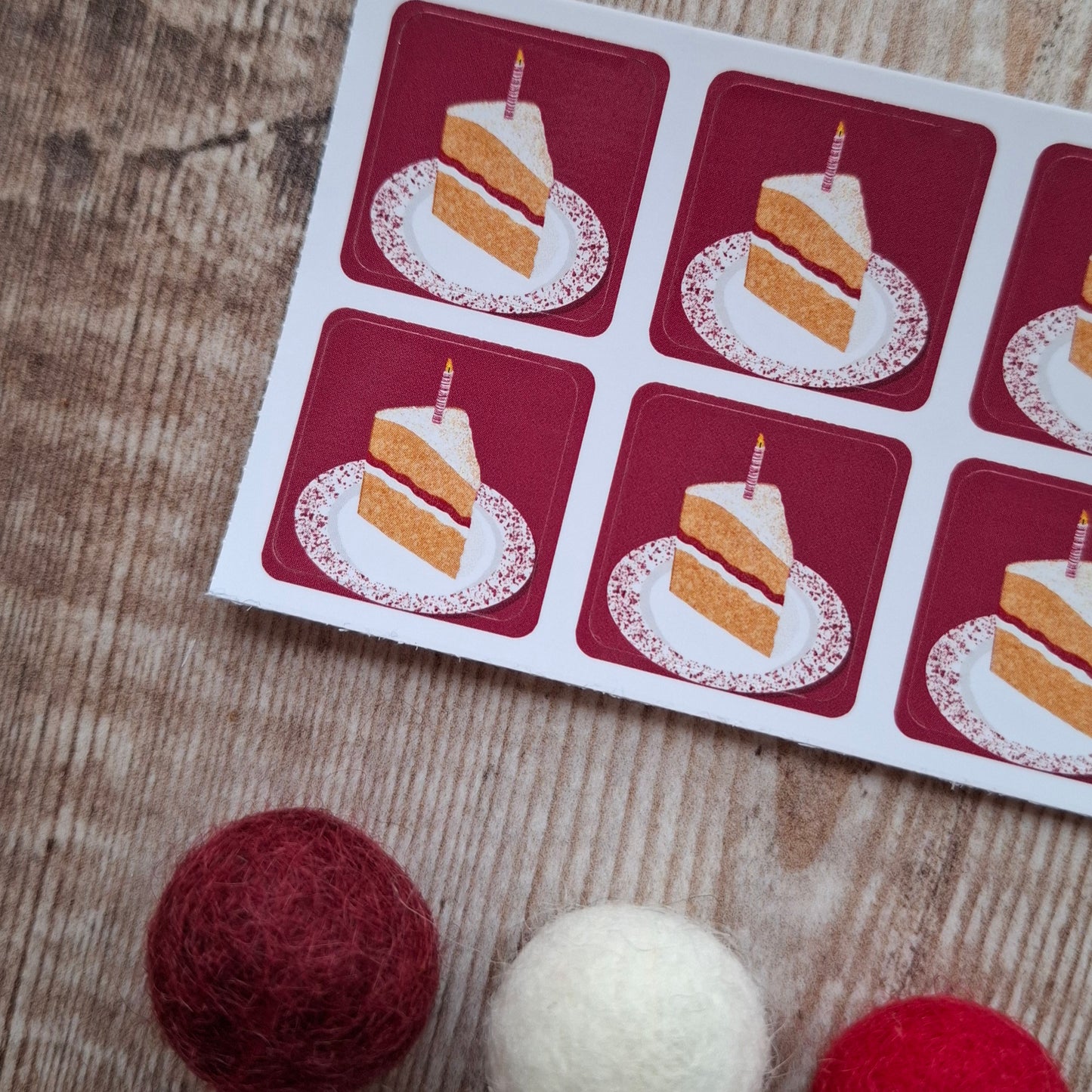 Birthday Cake Envelope Stickers - Set of 6