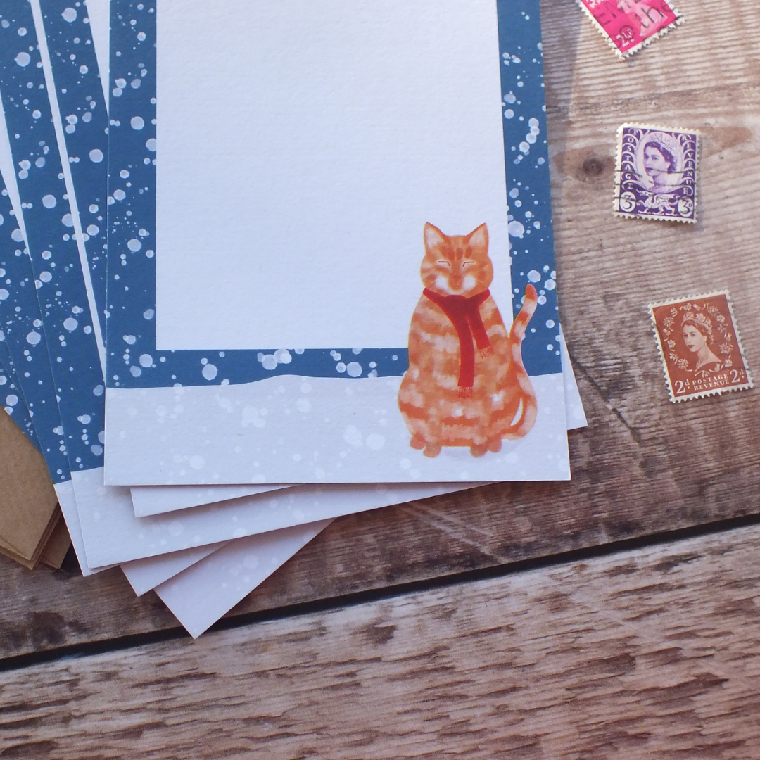 Ginger Cat in the Snow Mini Notes Writing Set