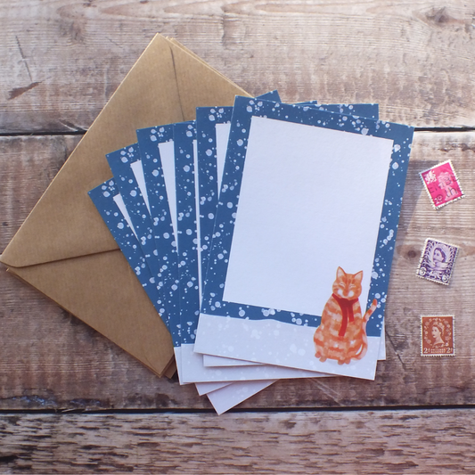 Ginger Cat in the Snow Mini Notes Writing Set