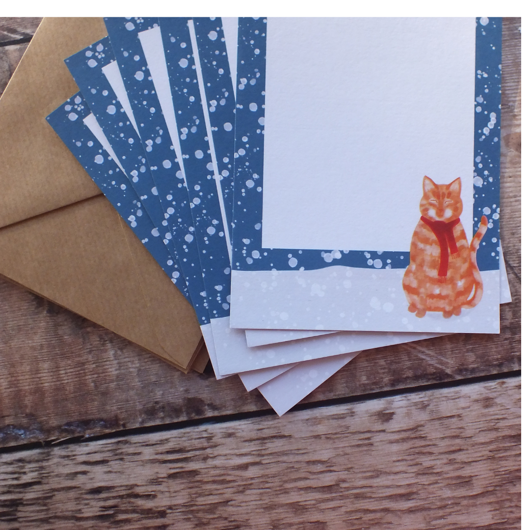 Ginger Cat in the Snow Mini Notes Writing Set