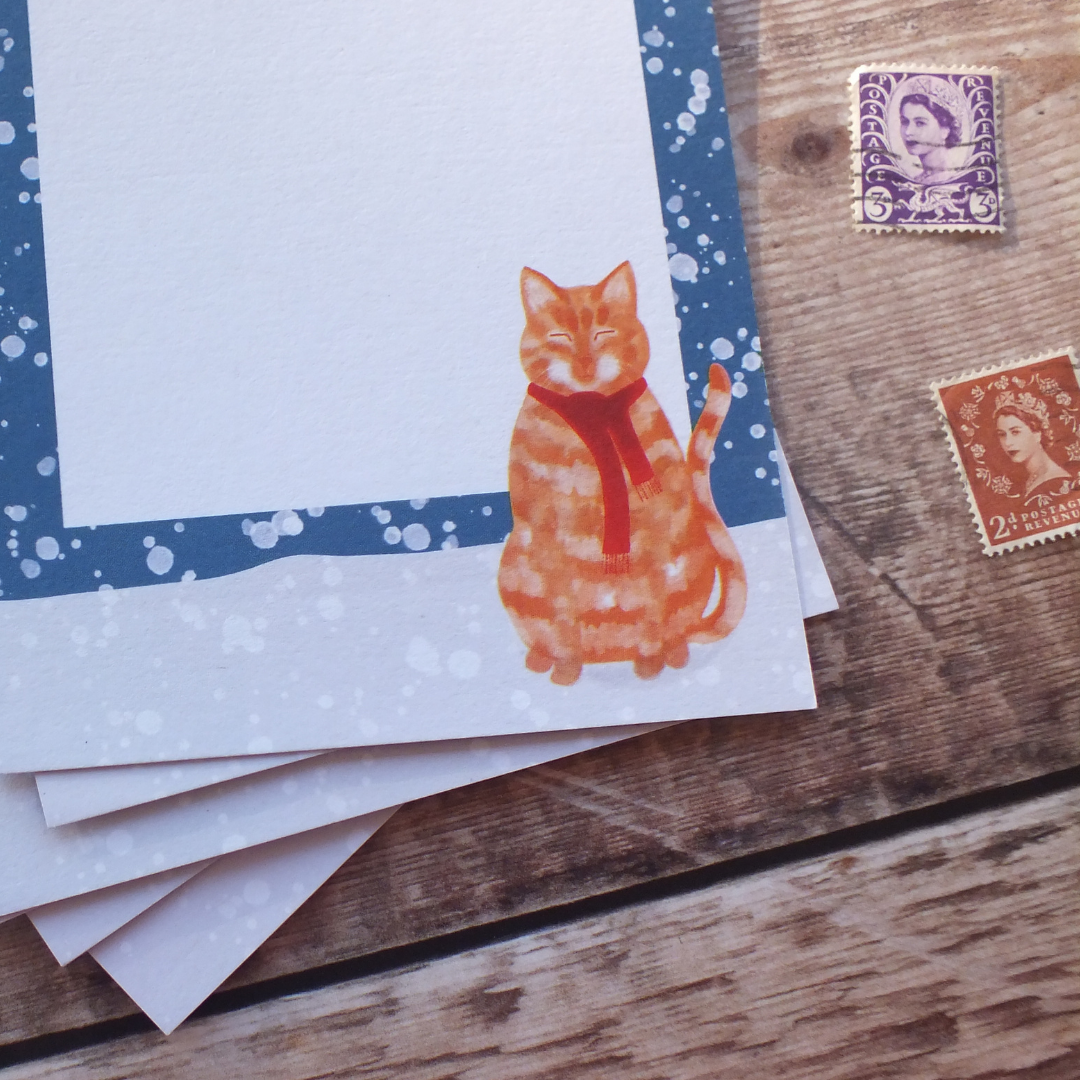 Ginger Cat in the Snow Mini Notes Writing Set