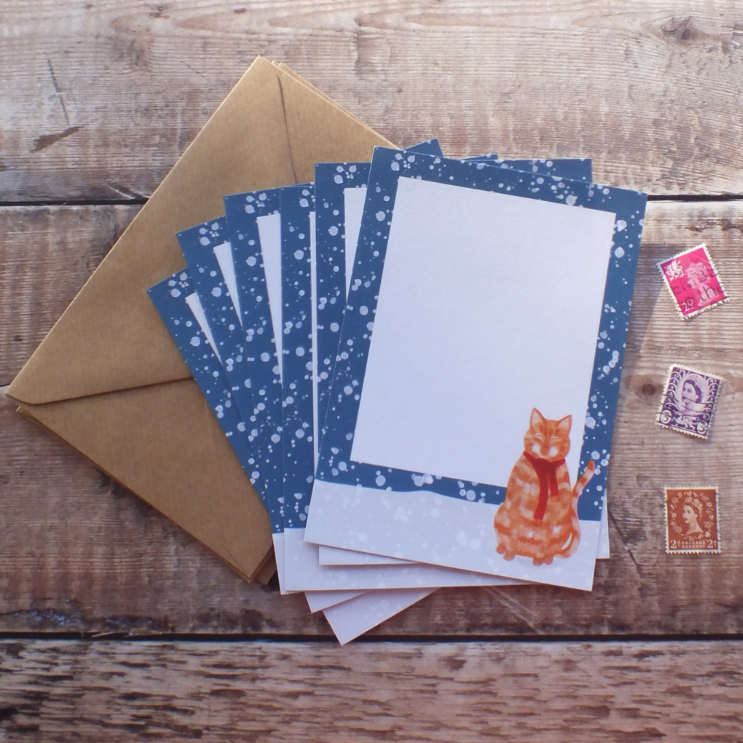 Ginger Cat in the Snow Mini Notes Writing Set