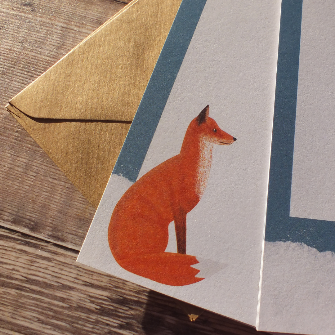Fox and Owl in the Snow Mini Notes Writing Set