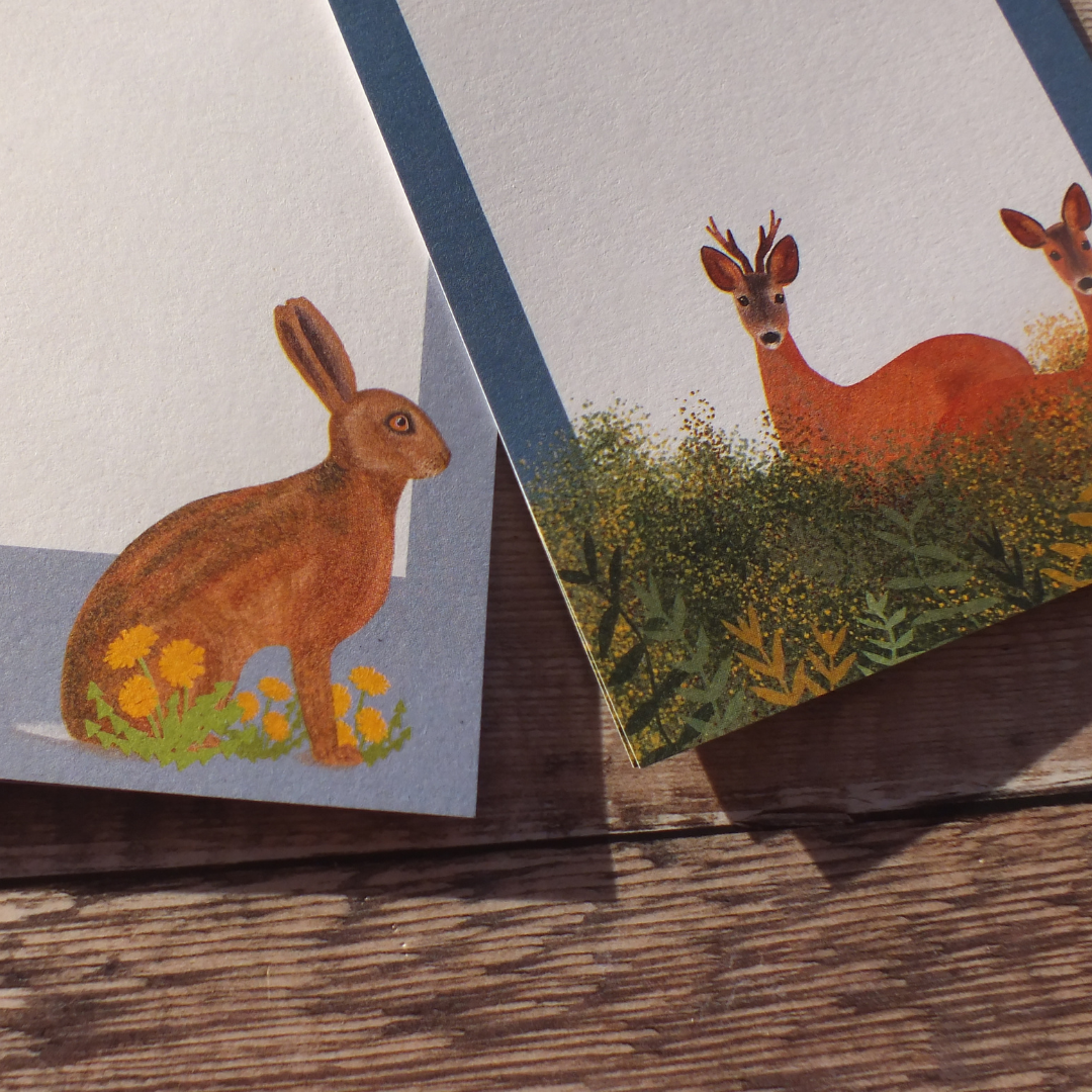 Hare and Roe Deer Mini Notes Writing Set