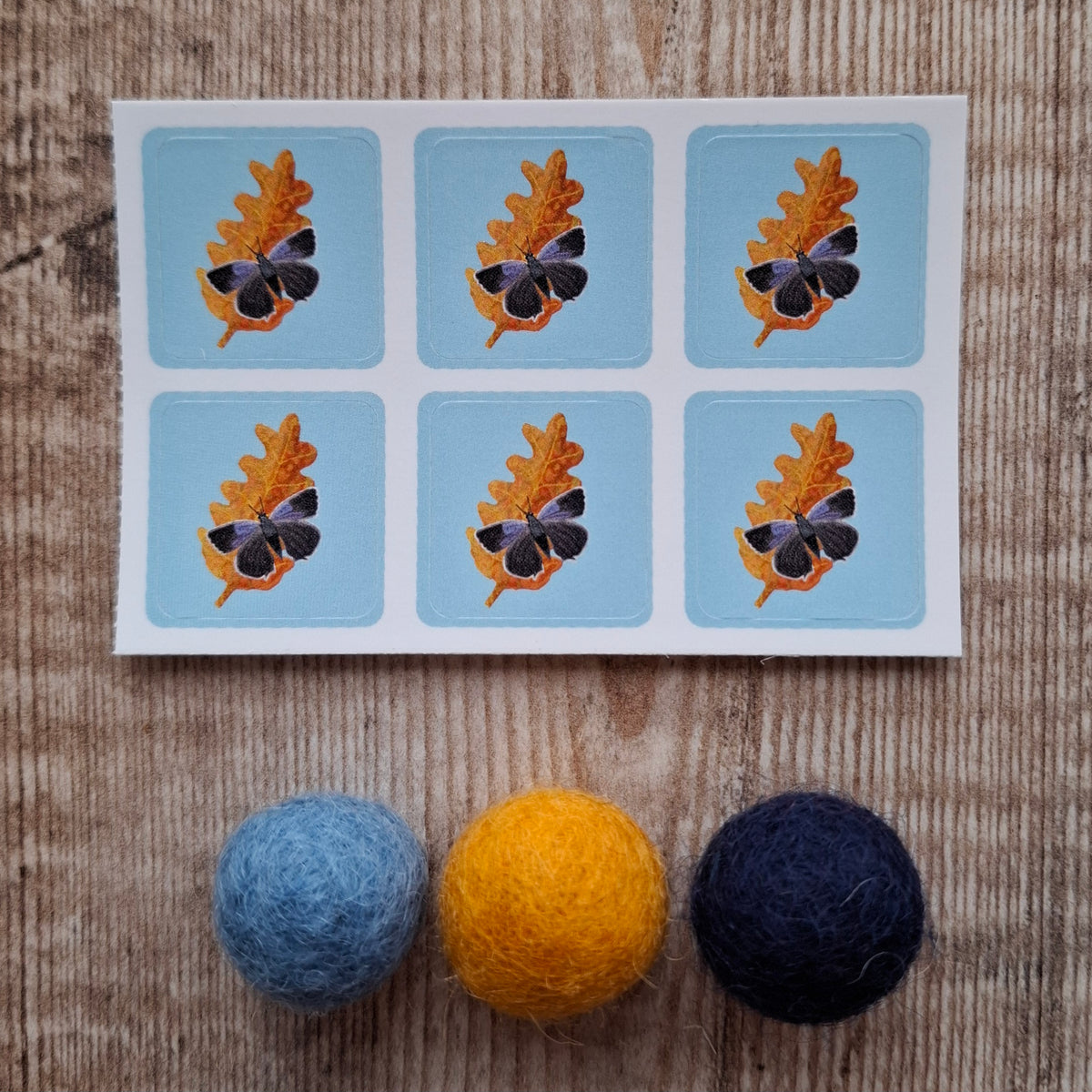 Oak Leaf and Purple Hairstreak Butterfly Envelope Stickers - Set of 6
