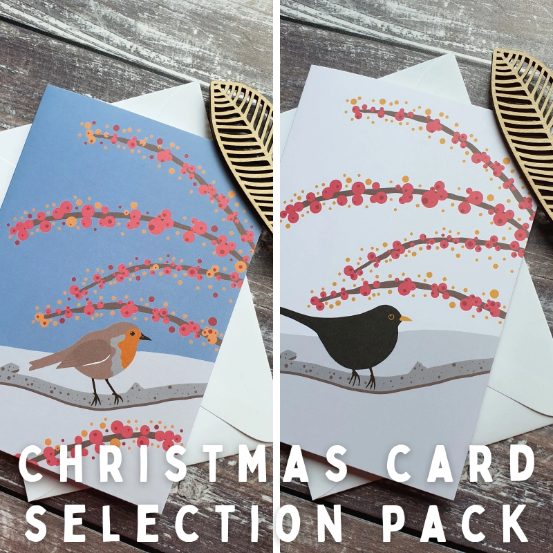 Christmas Card Set - 4 cards and envelopes