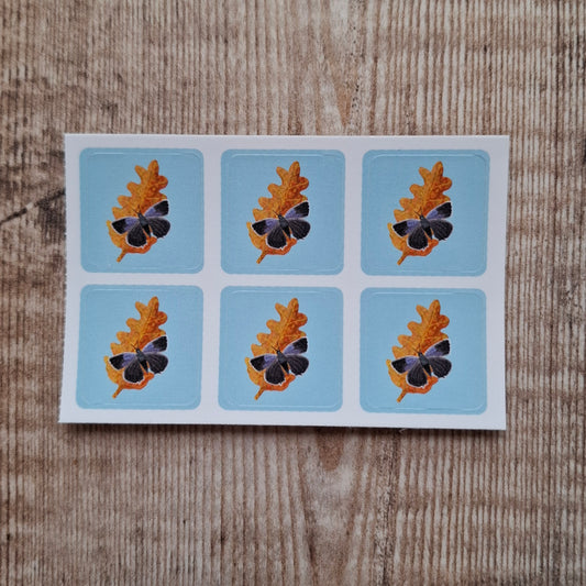 Oak Leaf and Purple Hairstreak Butterfly Envelope Stickers - Set of 6